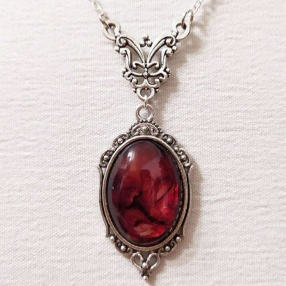 Vintage Red Quartz Crystal Necklace